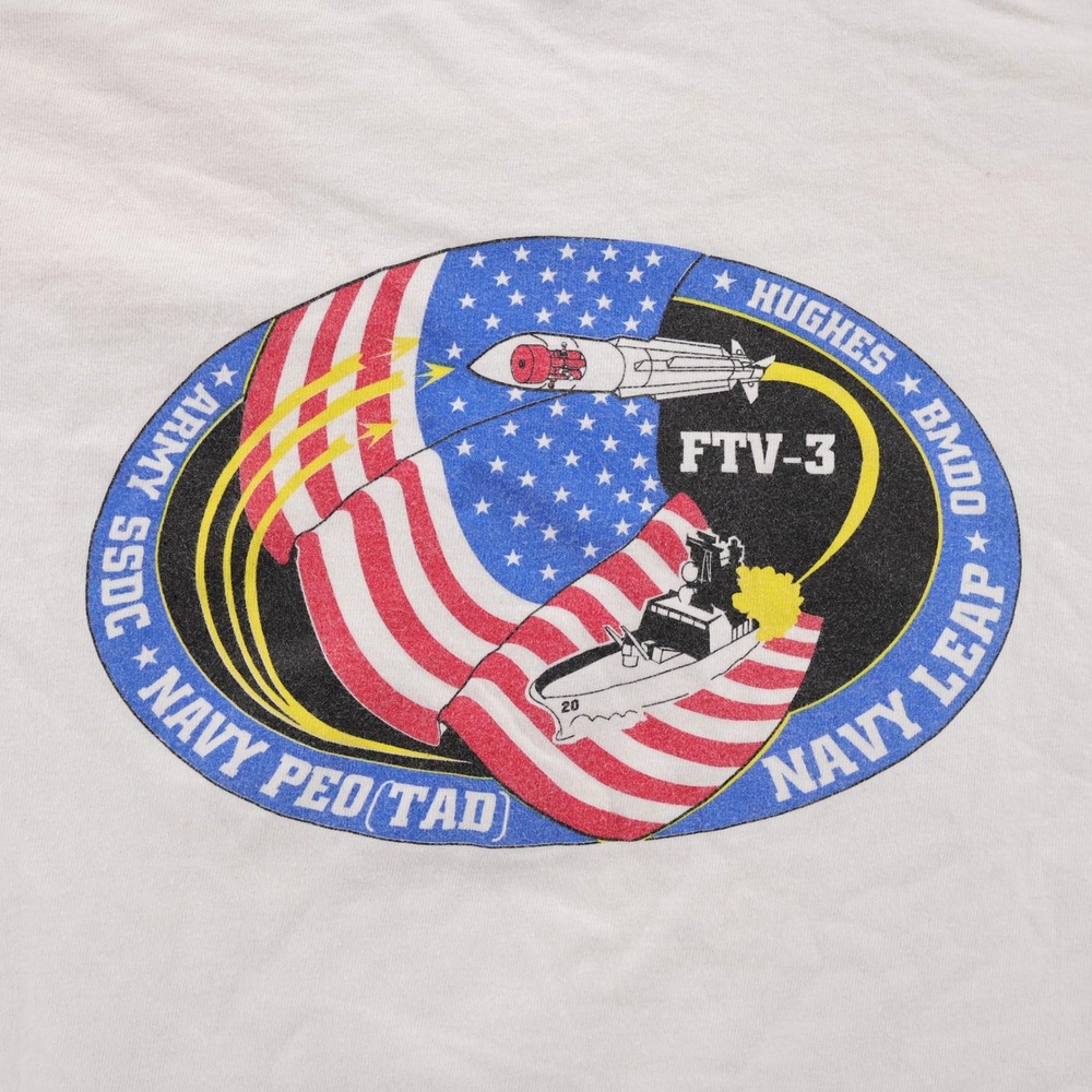 Vintage Hanes US Navy Leap FTV-3 Test Team Graphic T-Shirt White Mens XL